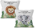 Christian Animal Nursery Throw Pillow Cover 18x18, Bible Verse Lion Elephant Decorative Pillow Covers for Kids Nursery Room Bedroom Playroom, Religious Accent Pillows Cover Pillowcases, Set of 2