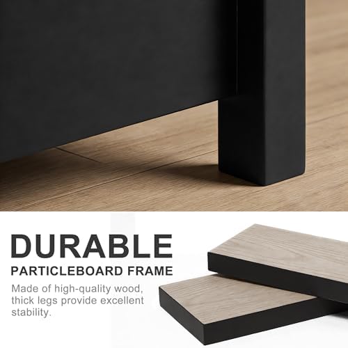 SUPER DEAL End Table with Drawers 3 Tier Narrow Side Table Wood Sofa Table for Living Room Bedroom Office Small Spaces, 23.6 x 24.1 inch, Black