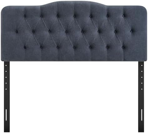 Modway Annabel Premium Linen Blend King Headboard in Denim - Soft Fabric Headboard Only with Diamond Button Tufting and 7 Height-Adjustable Positions