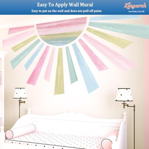 Large Boho Half Sun Wall Decals, Sunshine Peel and Stick Fabric Nursery Wall Decor, Removable Home Room Decor Murals Stickers for Kids Girls Toddler Bedroom Living Room Playroom