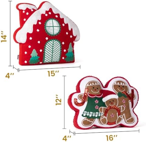 AELS Gingerbread Man & Christmas House Pillow Set, Holiday Throw Pillows