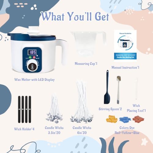 KQU Digital Wax Melting Pot with Temperature Control for Candle Making