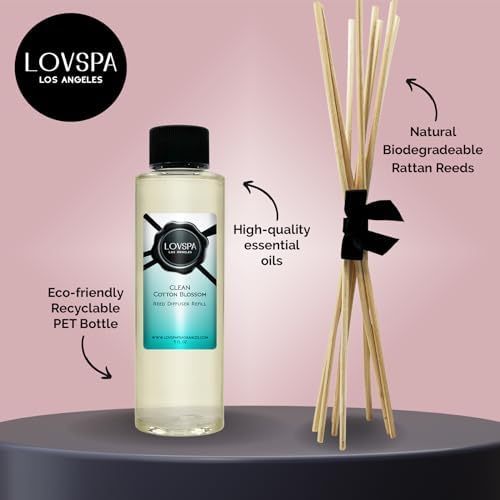 Clean Cotton Blossom Diffuser Oil - Luxury Essential Oils for Diffuser Refill & Air Freshener Room Spray - Long-Lasting & Natural Home Fragrance, Scented Oil for Diffusers, USA Made, 4oz