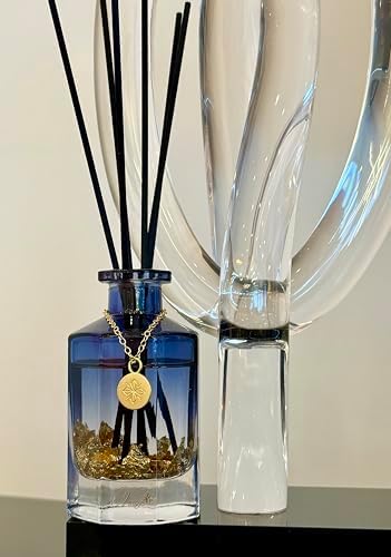 VANGIE Luxury Reed Diffuser for Home | Lavender & Chamomile Calming Scent | Floating Gold Leaf Glass Bottle | Long-Lasting Aroma | Vegan | Bedroom, Bathroom & Relaxing Spaces