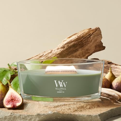 WoodWick Verdant Fig Scented Candle, Crackling Wick, 16oz