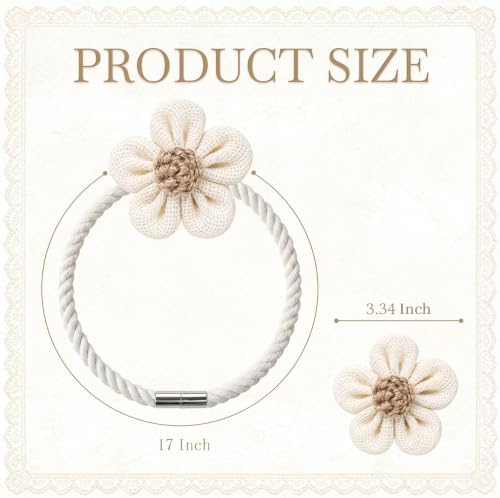 VIS'V Magnetic Curtain Tiebacks, Boho Curtain Holdbacks, Cream, 4 Pcs