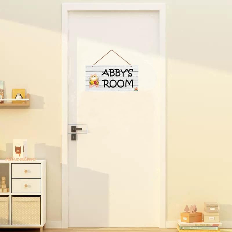 Personalized Signs Cartoon Sign Cute Cat and Flowers Sign For Pet House Kitty Litter Cat house Customized Sign Kids Room Nursery Wall Decor for Girls Boys Bedroom Little Man Cave
