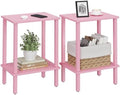TUTOTAK End Table, Set of 2, Side Table, Nightstand, 2-Tier Storage Shelf