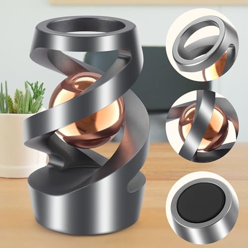 Upgraded Fidget Toys Adult Gravity Defying Kinetic Desk Toys, Kinetic Spinning Optical Illusion Desk Fidget Spinners Toys for Office for Adults, Cool Office Gadgets for Desk(Rose Gold)