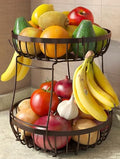 Sevenblue 2 Tier Fruit Bowl for Kitchen Counter, Brown, Extra Large