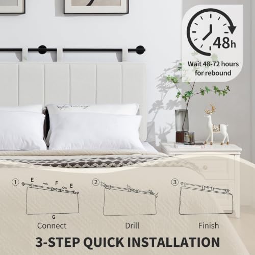 UEV Queen Headboard Only, Wall Mounted Hanging Upholstered Bed Head Board