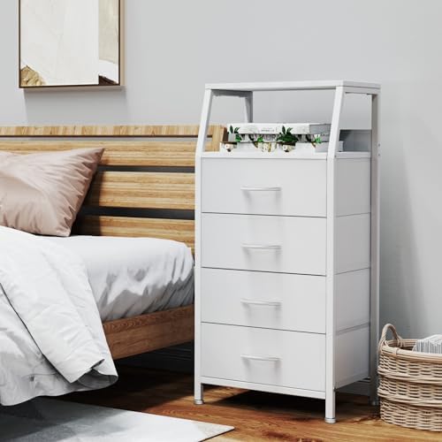 4 Drawers Small Fabric Dresser for Bedroom, Tall Dorm Nightstand