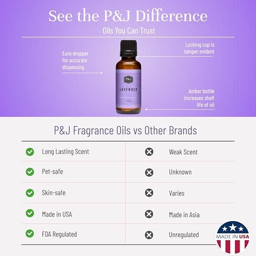 P&J Fragrance Oil | Lavender Oil 30ml - Candle Scents for Candle Making, Freshie Scent, Soap Making Supplies, Diffuser Oil Scents