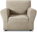 ZNSAYOTX 1 Piece Stretch Chair Cover with Arms (34"-44"), New Plaid Armchair Cover with Elastic Band for Living Room, Ultimate Soft Cozy Washable Chair Slipcover Form Fit Protector, Khaki