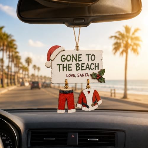 Beach Santa Ornaments 2026 for Christmas Tree Decorations, Funny Santa Christmas Ornament for Exchange, Funny Gag Gifts, Unique White Elephant Gift Ideas for Daughter, Son, Adults, Friends and Family