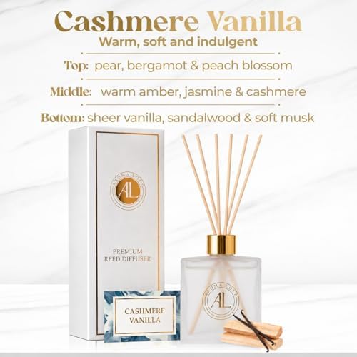 Frosted Reed Diffusers for Home |Premium Fragrance Diffuser | Frosted Diffuser Sticks in Oil Set with Cashmere Vanilla Scent |Smell Good Stuff | Long-Lasting Oil for Bathroom &Office 5 oz