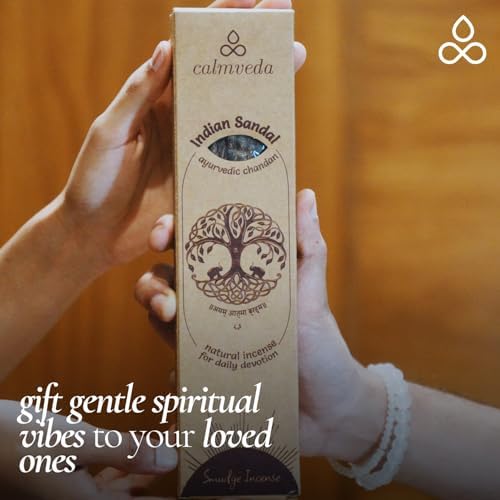 Ayurvedic Sandalwood Incense Sticks Natural - for Calm, 24+ Smudge Sticks