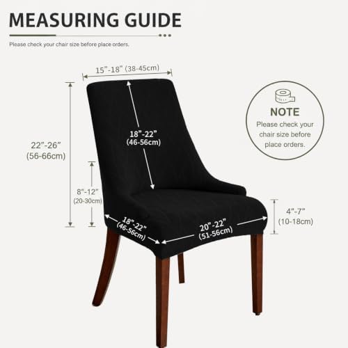 MIFXIN Wingback Side Chair Covers Dining Chair Slipcover Jacquard Stretch Sloping Armchair Protector Arm Chair Seat Cover for Dining Room Living Room Banquet Home Decor (Black, 4 Pcs)