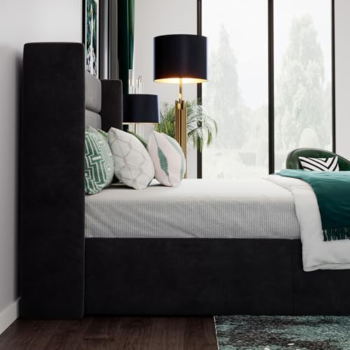SHA CERLIN Full Size Lift Up Hydraulic Storage Bed Frame Black