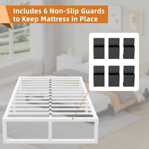 14 Inch Metal Queen Bed Frame with Steel Support, Noise-Free