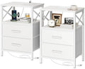 Huuger Night Stand with Charger Station, USB-C Port, End Table