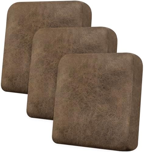 Couch Cushion Covers Leather-Look 3PC Stretch Sofa Seat Slipcover Sets for Living Room Individual Sofa Cushion Cover Couch Seat Protectors, Pet-Friendly, Non-Slip, Easy Fit - Light Brown