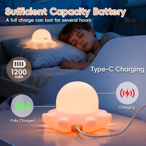 Octopus Night Light for Kids, Silicone Ocean Lamp, Under The Sea Room Decor