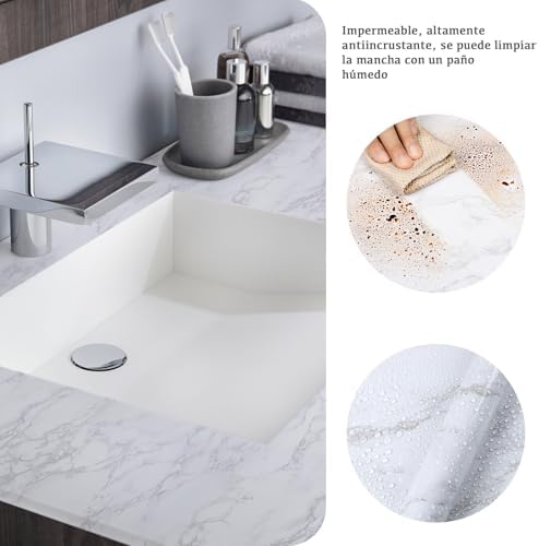 Marble Contact Paper White Peel and Stick Wallpaper for Kitchen Countertop