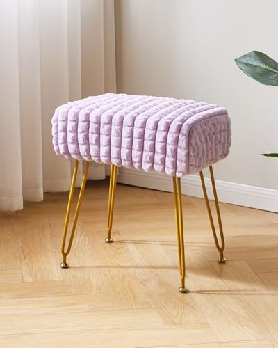 IBUYKE Makeup Vanity Chair, Rectangular Footrest Stool, Purple WBD003V