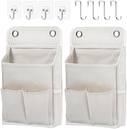Hanging Basket for Organizing, Wall Organizer with Pockets and Over The Door Organizer，Can for Home, Closet, Office and Camper (2 White)