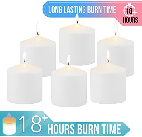 Stonebriar Unscented White Tall Pillar Candles, 18 Hour Burning Candle Pillars, Perfect for Decor, Weddings, Emergencies 3" X 3", 6 count