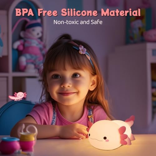 YuanDian Axolotl Night Light, Gift for Adults Teens and Babies. Decorate Kids' Bedroom with Cute Silicone Axolotl Nightlights, Christmas Birthday Gift for Children and Toddlers