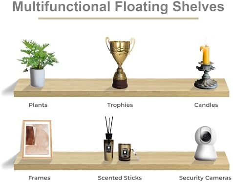 Sorbus Floating Shelves for Wall Storage (55 Inch, 2 Pack, Maple Wood)
