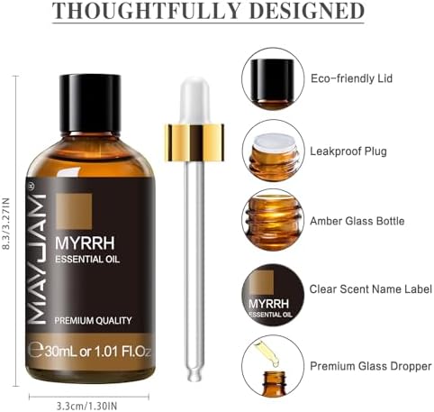 MAYJAM Myrrh Essential Oil for Diffuser Soap Candle Making, 1.01fl.oz