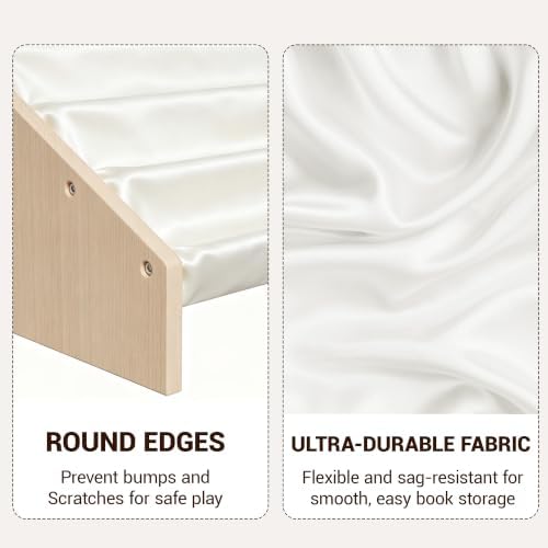 KiddoCood Wood Kids Bookshelf & Book Display Organizer, 32.7" L, White