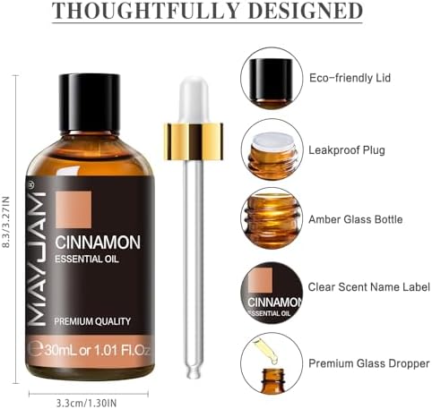 MAYJAM Cinnamon Essential Oil for Diffuser Soap Candle Making, 1.01fl.oz