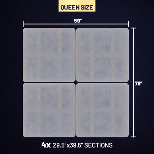 Premium 38mm Split Wood Bunkie Board for Queen Size Bed - 4-Piece Under Mattress Support Board, Fully Assembled, Fabric Ventilation Cover - Replaces Wooden Slats or Box Spring for Bed Frames
