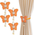 4 Pcs Cute Butterfly Curtain Holdbacks,Magnetic Curtain Tie Backs Decorative Rope for Living Room Bedroom Kitchen Bathroom Decoration (Orange)
