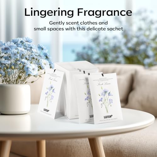 MYARO 12 Pack Fresh Linen Scented Sachets, Closet Deodorizer Car Freshener