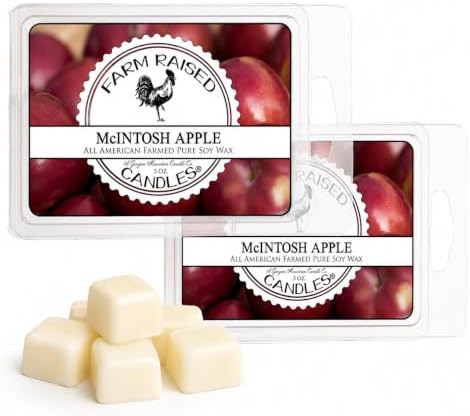 USA Made - Hand Crafted - McIntosh Apple Wax Melts Warmer Cubes 6 Ounces 2 Pack - - Natural American Farmed Soy Wax. melt Cubes Farmhouse Fall