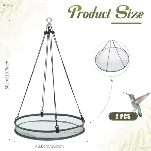FoldTier 2 Pack 16 in Bird Feeders Seed Catcher for Outdoor, Hanging Tray