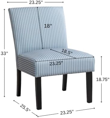 Roundhill Furniture Botticelli Blue Stripe Upholstered Slipper Accent Chair