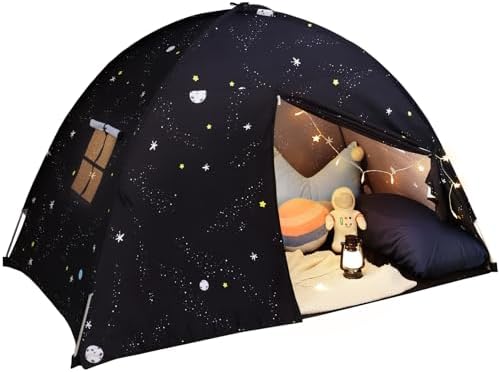 Sumbababy Large Teepee Tent for Kids - Tent Indoor Kids Teepee Tent for Boys & Girls - Kids Play Tent Inside Canopy Bed for Playroom Gift Toys (Black Galaxy)