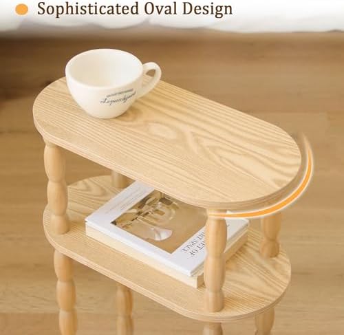MaxSmeo Narrow End Table, Small Narrow 3-Tier Side Table for Small Spaces