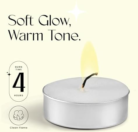 Leor & Lair Tealight Candles, 100 Pack, 4 Hour Long Burning Tea Lights