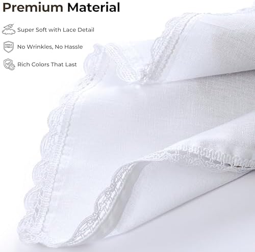 Ramanta Home White Linen Flax Cloth Napkins Set of 12, 20x20 Inches