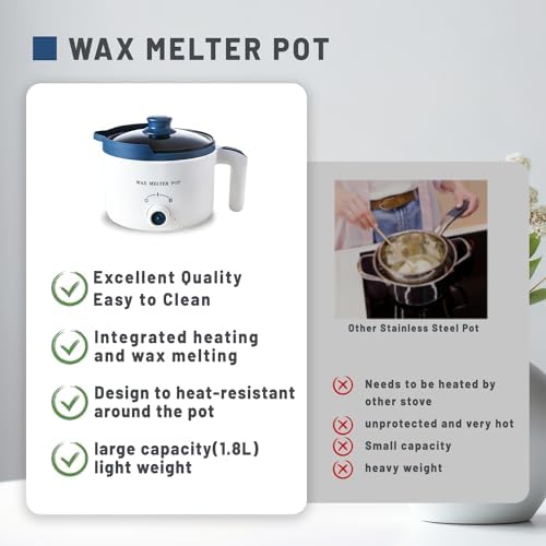 Ksedcon Electric Wax Melter Pot for Candle Making with Pouring Spout 1.5Qt