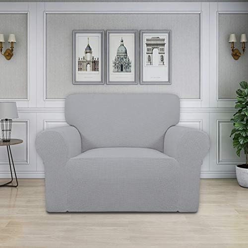 Easy-Going Stretch Oversized Chair Slipcover with Arm Washable Silver Gray