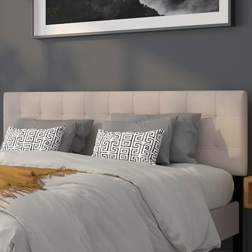 EMMA + OLIVER Beige King Quilted Tufted Headboard