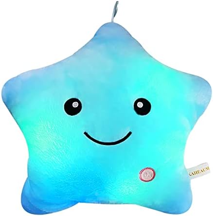 Cute Glowing Throw Pillow Inserts Star Stuffed Animals Plush Toys for Kids Children’s Day Gift Son Daughter Girls Boys,Lighted Up Decorative Blue Throw Pillows for Couch,Sofa,Bed,Room,Office